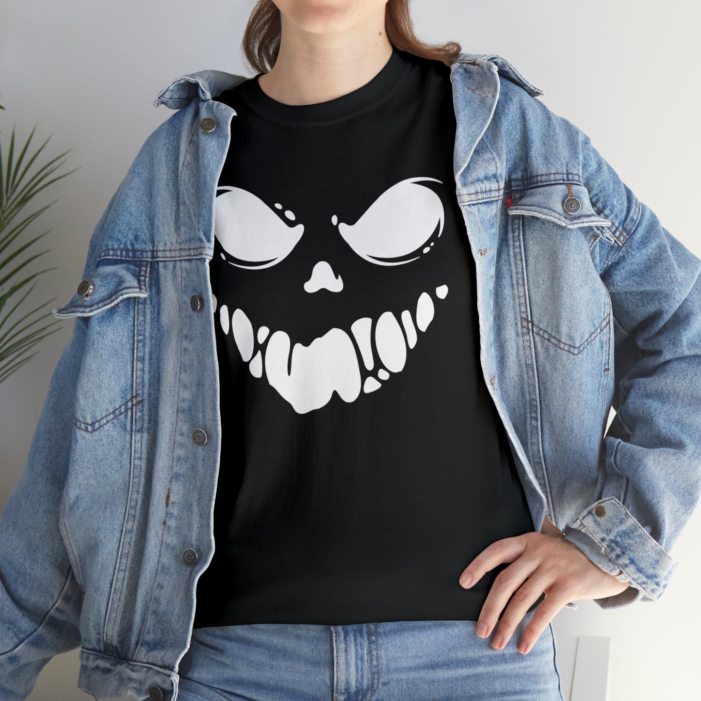 Scary Mask Print Unisex Heavy Cotton Tee