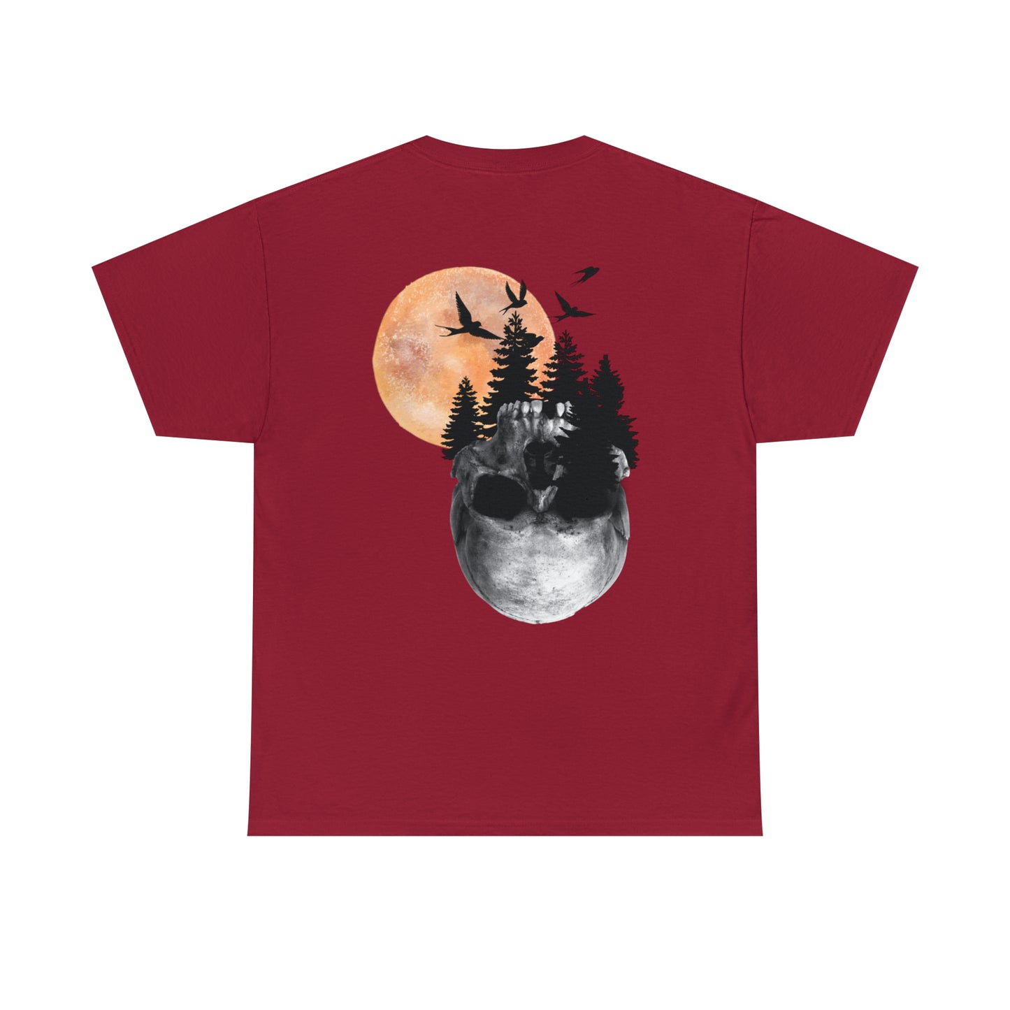 Moon Skull Backprint Unisex Heavy Cotton Tee