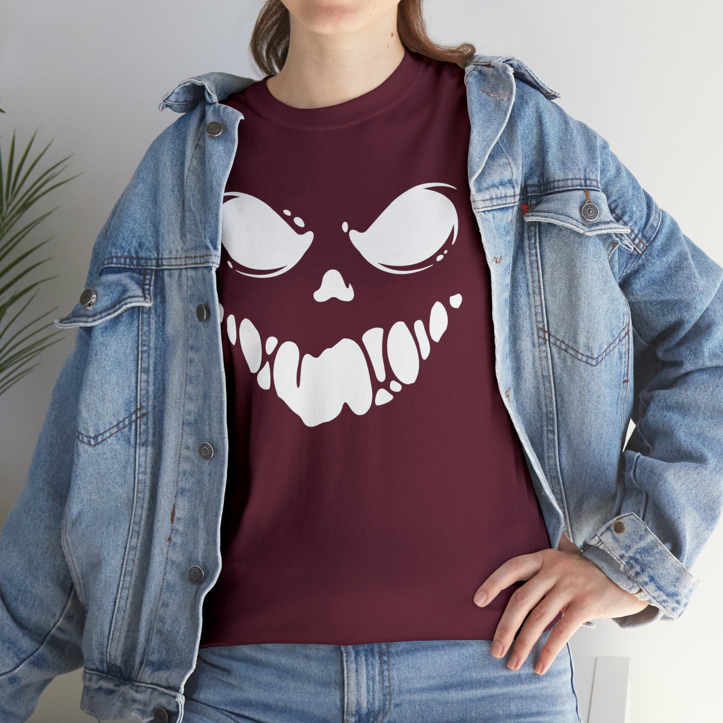 Scary Mask Print Unisex Heavy Cotton Tee