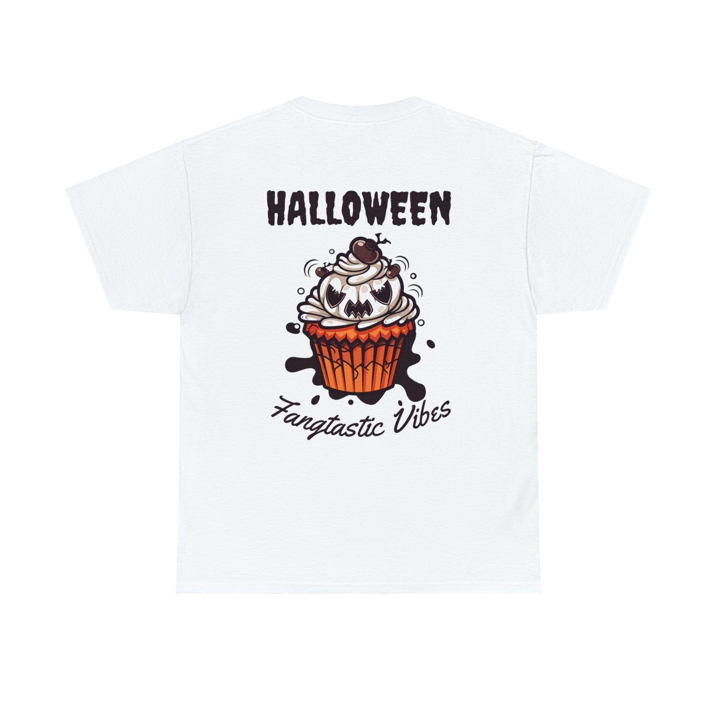 Halloween Monster Cupcake Backprint Unisex Heavy Cotton Tee