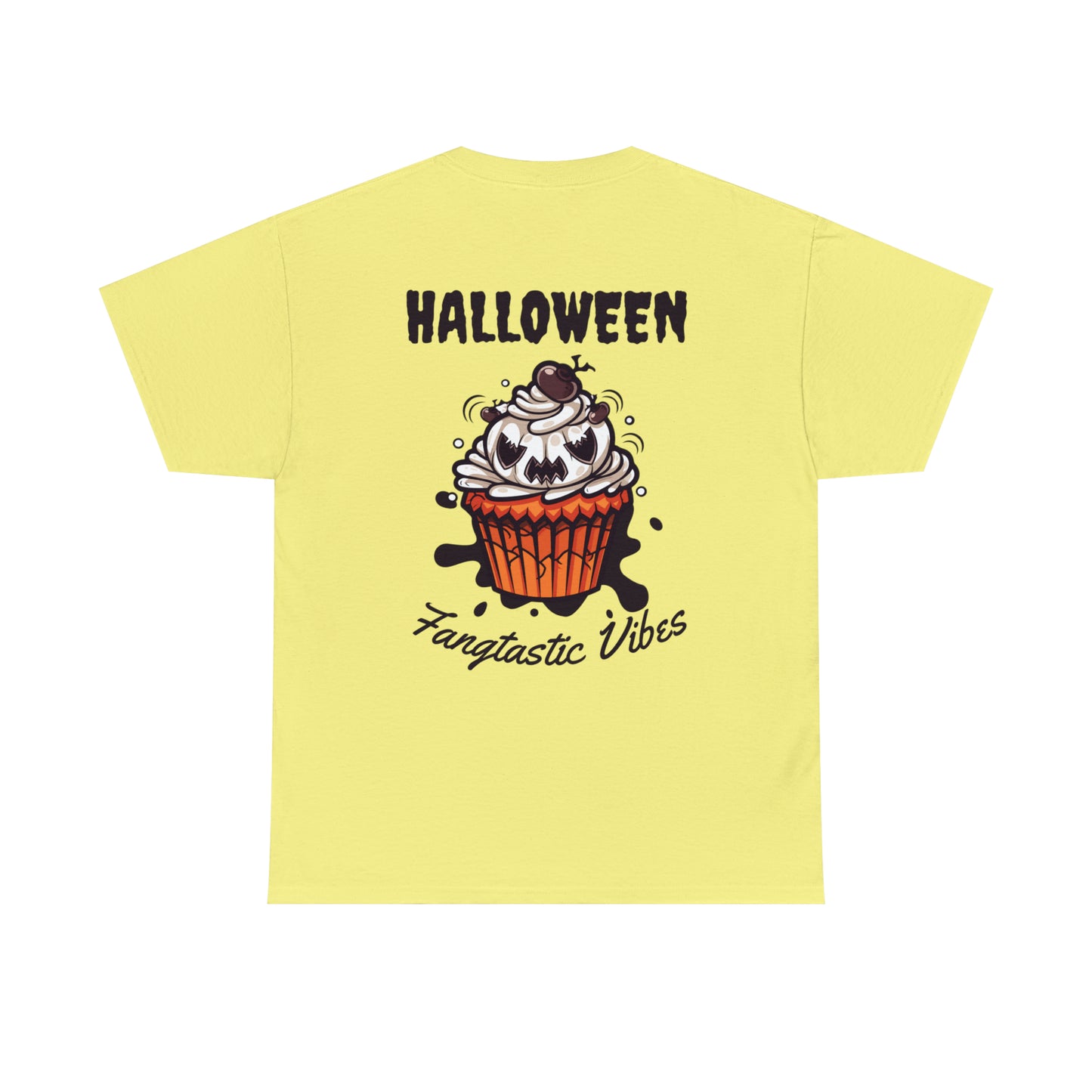 Halloween Monster Cupcake Backprint Unisex Heavy Cotton Tee