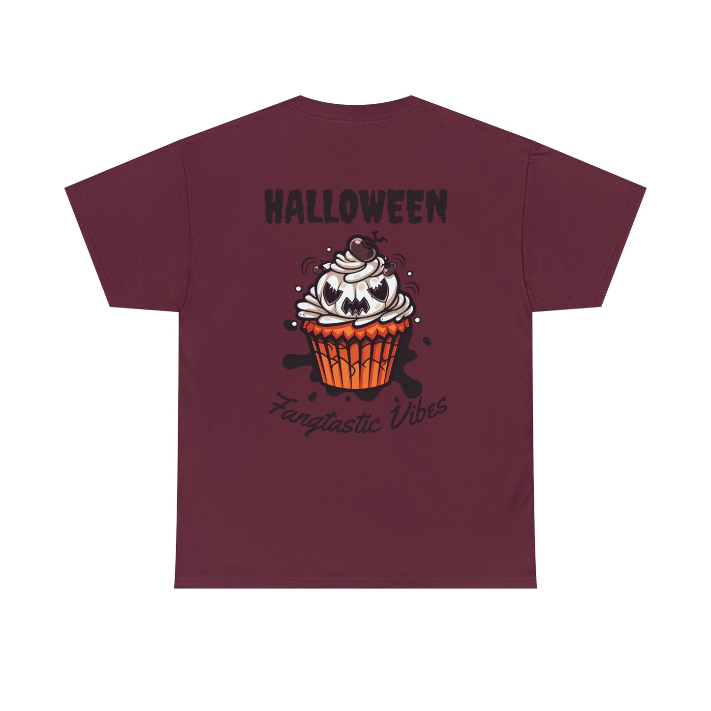 Halloween Monster Cupcake Backprint Unisex Heavy Cotton Tee