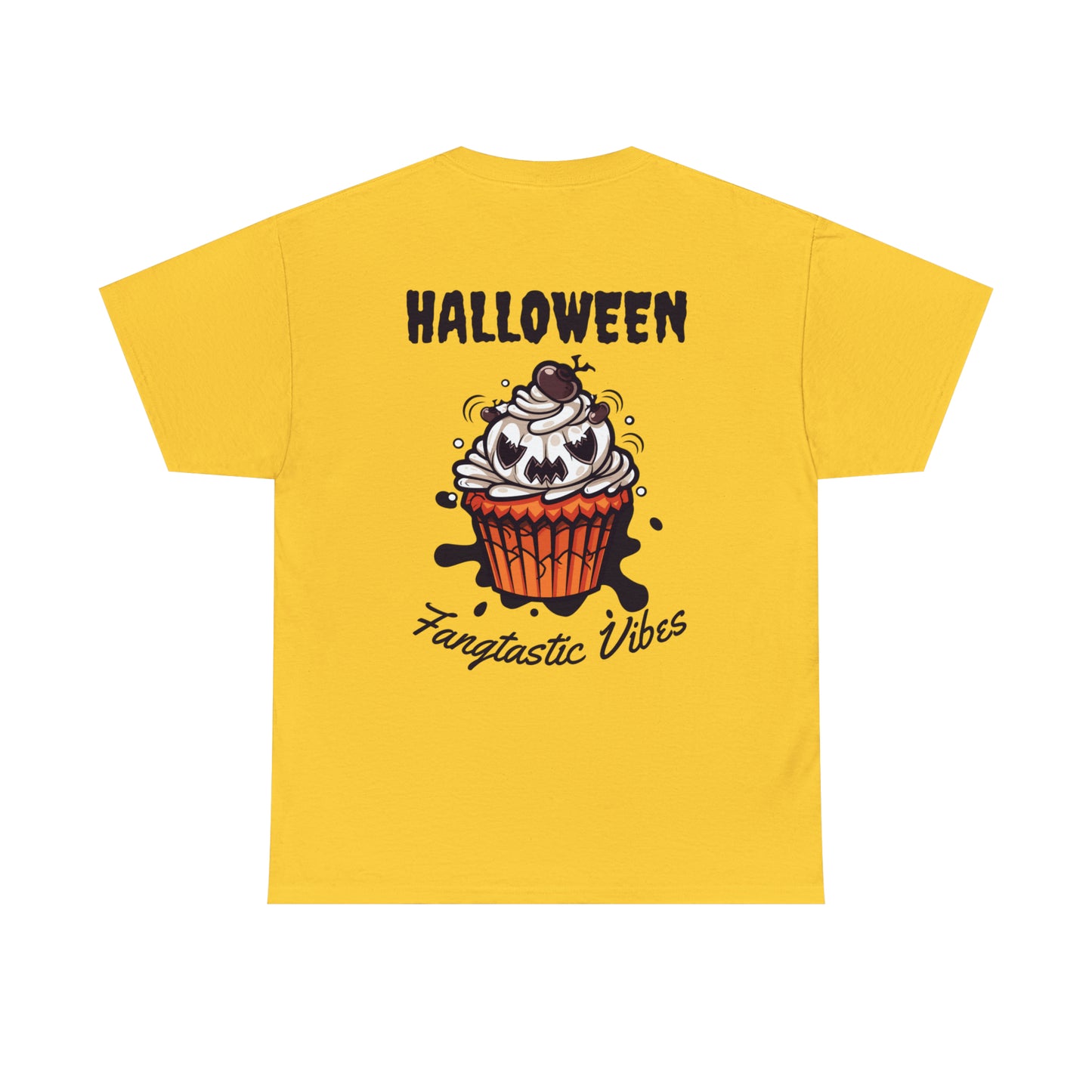 Halloween Monster Cupcake Backprint Unisex Heavy Cotton Tee